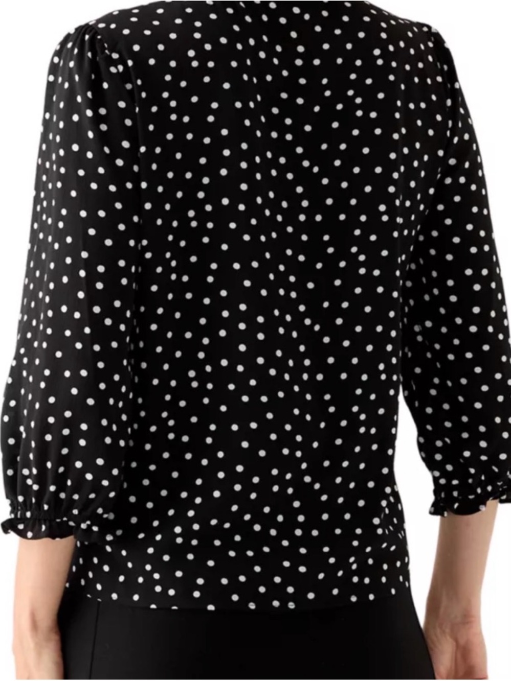 CeCe XL Women's 3/4 Sleeve Printed Split Neck Polka Dot Blouse w/ Button Front - Picture 2 of 7